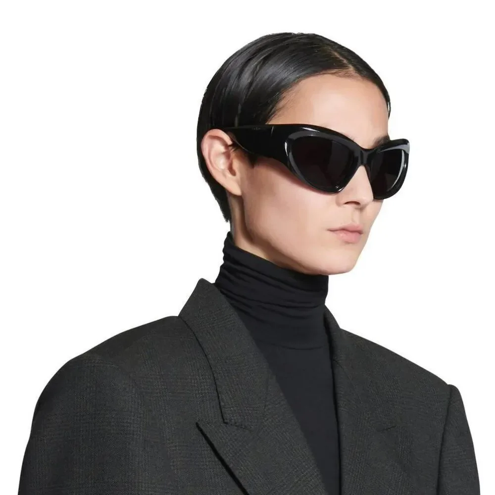 NEW Balenciaga BB0228S 001 Black Grey Wraparound Extreme Unisex Sunglasses